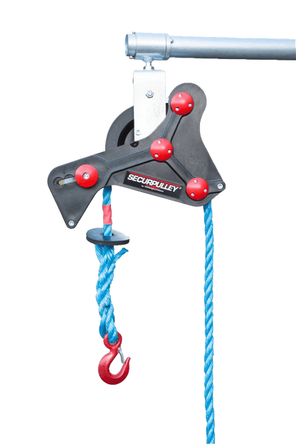 Securpulley Gin Wheel with Swivel Arm, Straight Arm & Polypropylene Rope | Securpulley - CLM Construction Supplies Ltd
